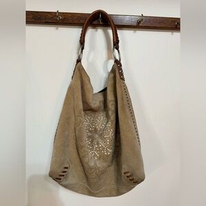 Lucky Brand Tan Suede Shoulder/Hobo Bag